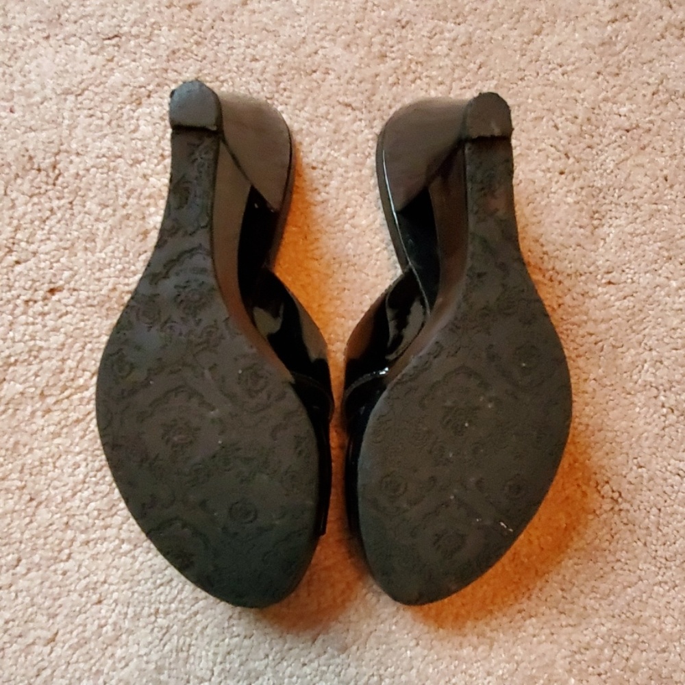 BCBGirls Black Patent Wedge Sandal - Picture 4 of 7